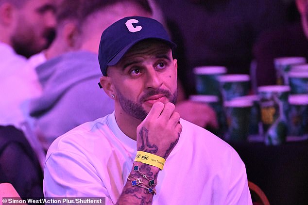 Kyle Walker was seen at Alexandra Palace on Monday for the World Darts Championships