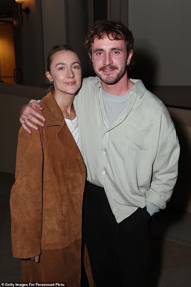 While Saoirse and Paul had an awkward interaction on the show, there is no bad blood between the pair - who are close friends (Pictured in October)