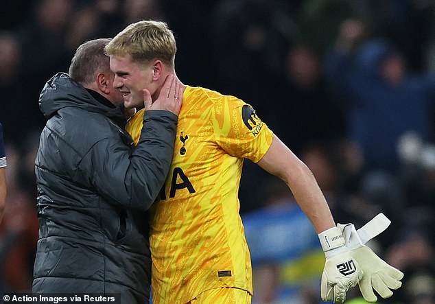 New Spurs goalkeeper Antonin Kinsky made key saves and cut an emotional figure at full time