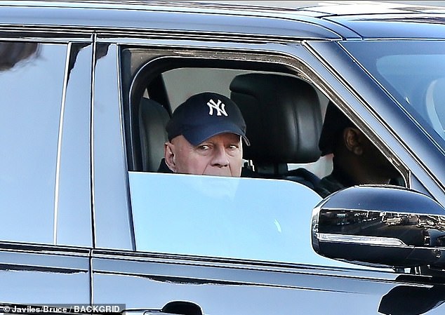 The 69-year-old Die Hard star was seen seated in the passenger seat of a black vehicle, cruising through Studio City