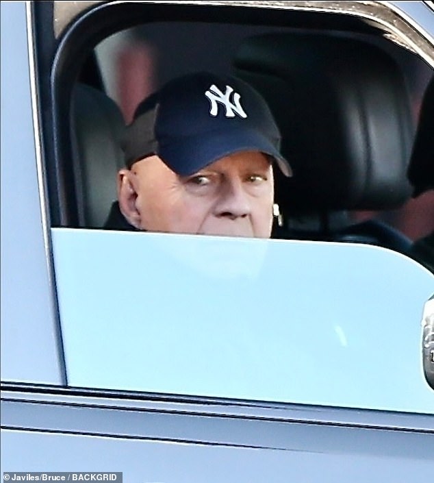 Bruce Willis was seen during a rare outing on a Thursday drive through Los Angeles , as he continues to bravely navigate his battle with aphasia and frontotemporal dementia (FTD )