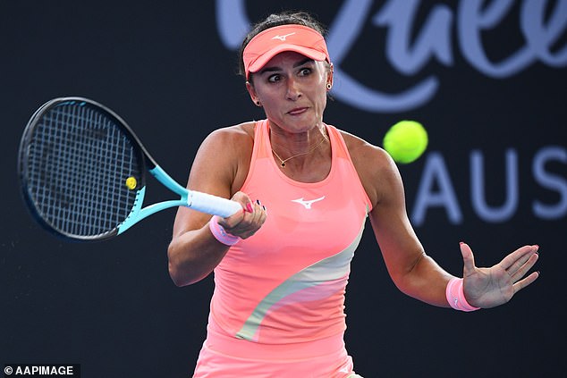 Rodionova is pictured playing against Mirra Andreeva of Russia during their round of 16 match at the 2024 Brisbane International