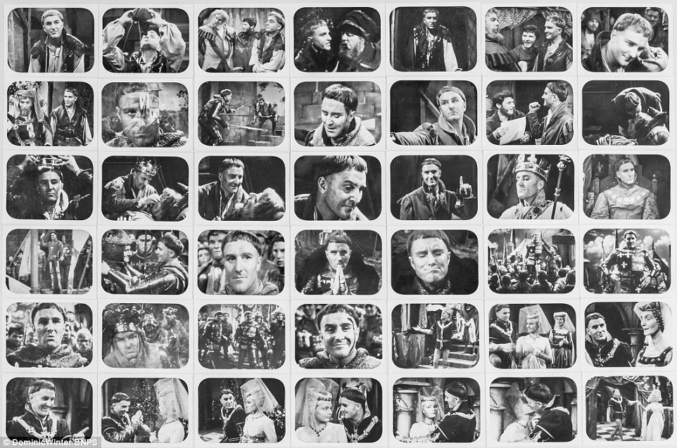 A display of 42 small monotone screen shot stills taken from ìAn Age of Kingsî, Hardy's television adaptation of various William Shakespeare plays. Estimated at £200-£300