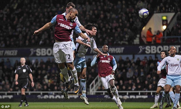 Four-head: Winston Reid (2) scored the Hammers' fourth goal with his head