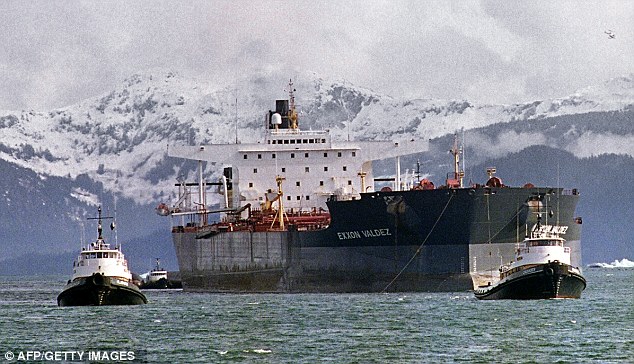 Infamous: The tanker spilled 270,000 barrels of crude oil into Alaska's Prince William Sound in 1989