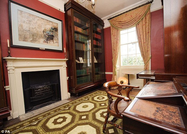 A view of the study in the Charles Dickens Museum, Bloomsbury, where Dickens did most of his writing