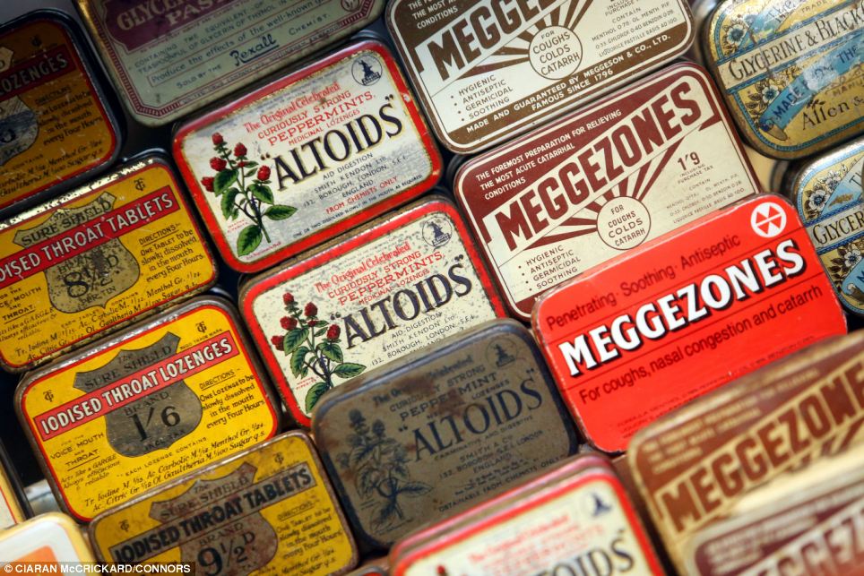 Minty fresh: This display of mints and throat lozenges dates from the Victorian era