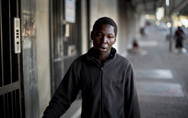 Mackenzie Ntsoseng, 24, a homeless man originally from Soweto township but who for the last 7 years has lived on the streets of the upmarket Rosebank neighbo...