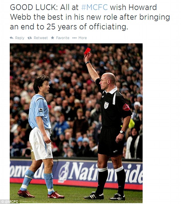 Good luck: Manchester City posted on their Twitter account a cheeky message to Webb