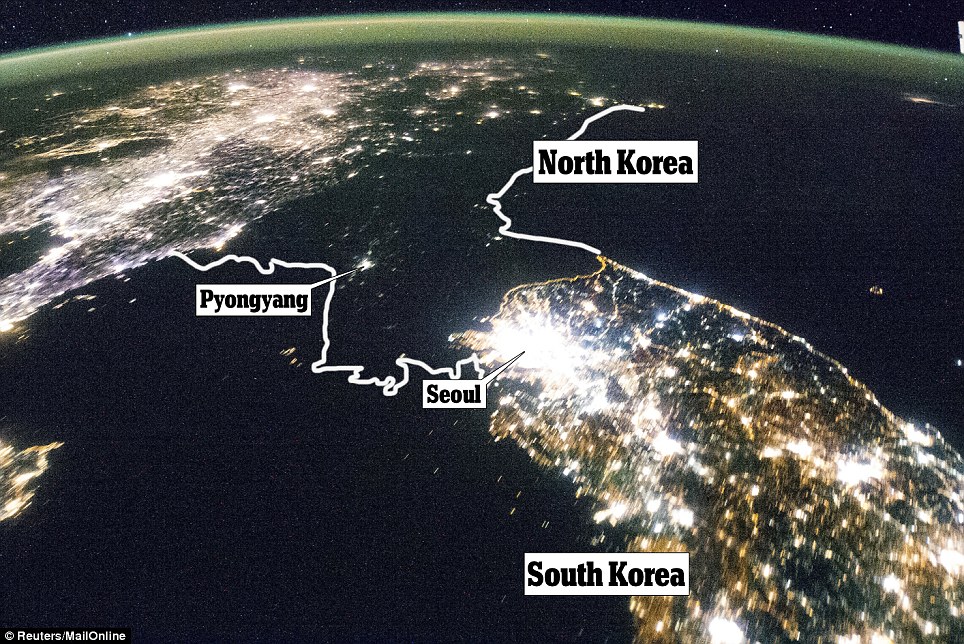 Nighttime satellite image of korea