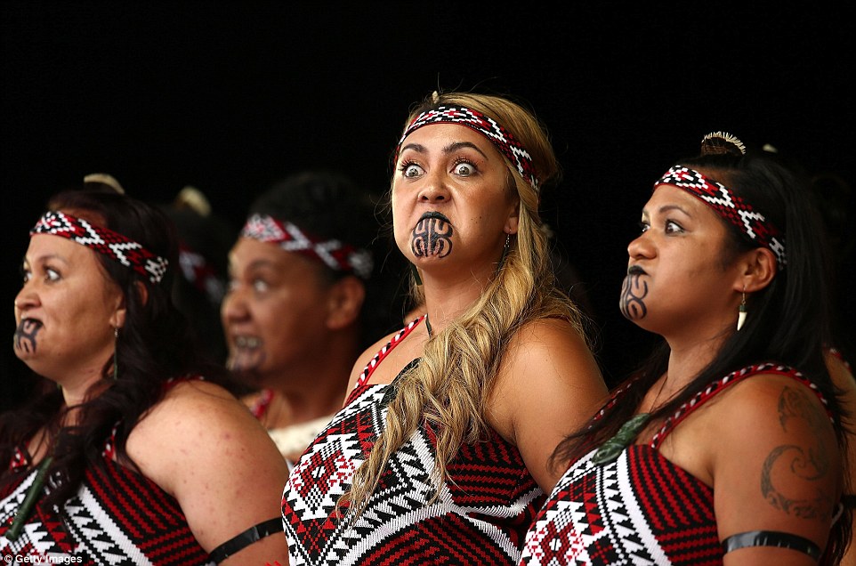 Several female members of Te Kapa Haka o Ngati Ranginui from Tauranga show off facial expressions as noteworthy as their movements