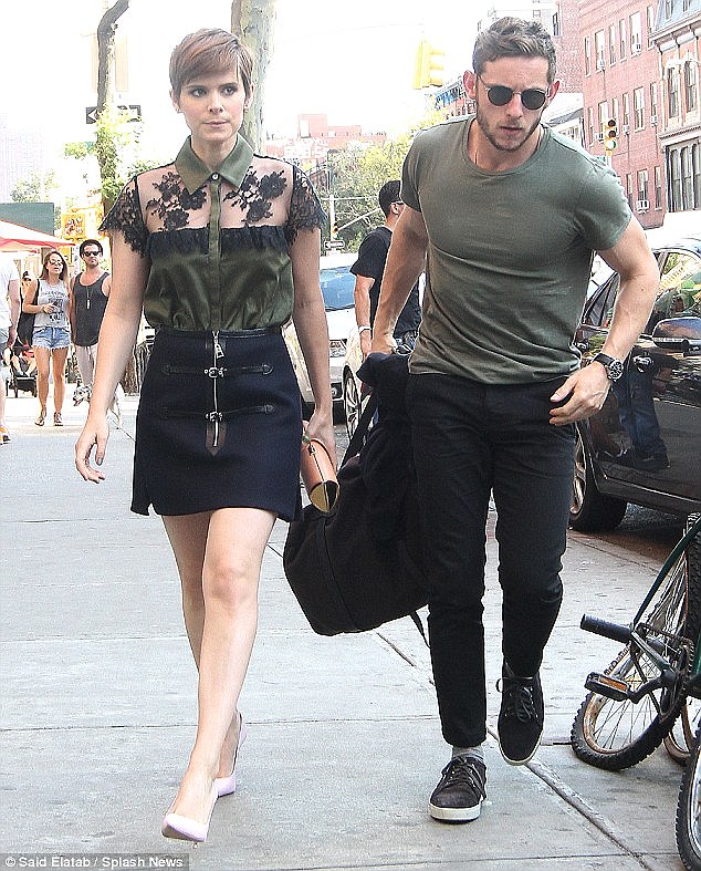 Stepping out in style: The pair matched in olive green when they were spotted out and about in New York in August