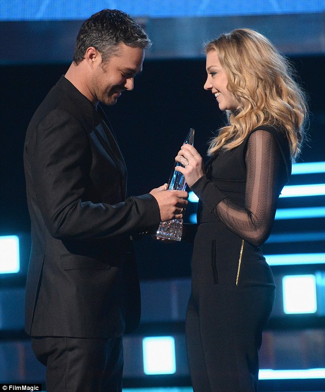 Centre stage: Not just their to make-up the numbers, Natalie presented actor Taylor Kinney with the Favourite Dramatic Actor TV award