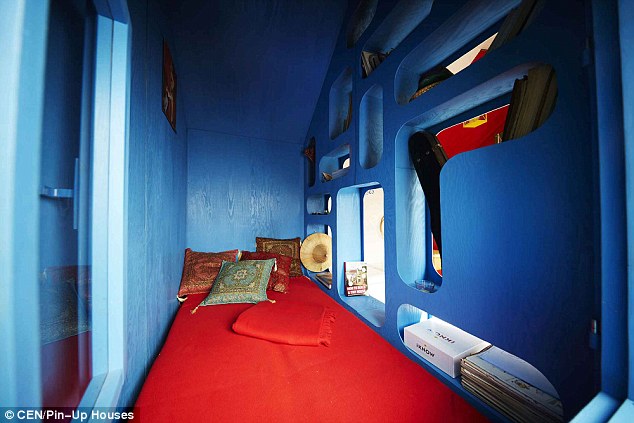 The experimental accommodation features tiny areas for sleeping, living, cooking and storage - and it costs just 30,000 CZK (£987)