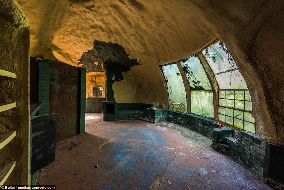 These are the eerie remains of a home built in the 1970s from polyurethane foam - which is normally used to insulate houses