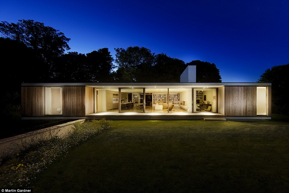 Challenge: The 250 sq m property is built onto a cantilever, which architects created by building a concrete foundation beneath the side of the house that was set on the ground, to balance with the side built atop a stone wall. Inside the house is even more striking, and features huge windows that allow sunlight to stream in and offer views of the rolling countryside