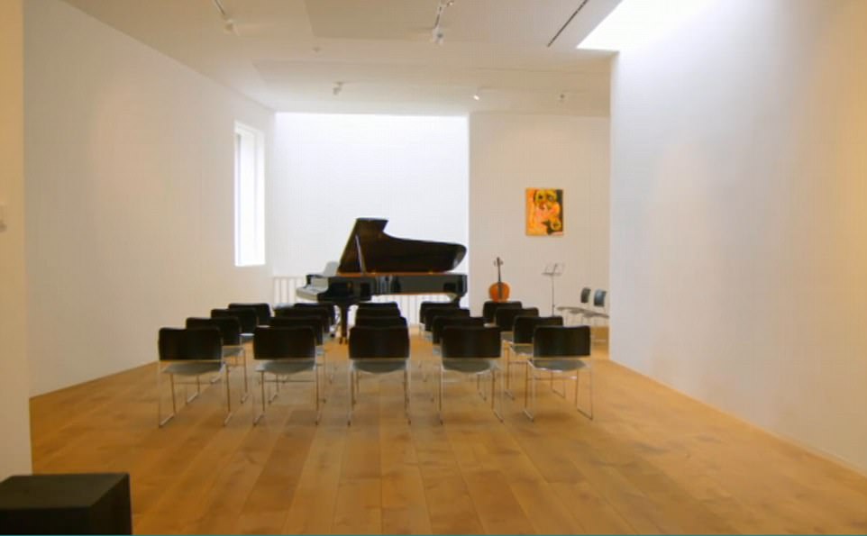 Grand piano: The concert hall is one of the most striking features of the entire property, welcoming visitors into the open space with wonderful acoustics