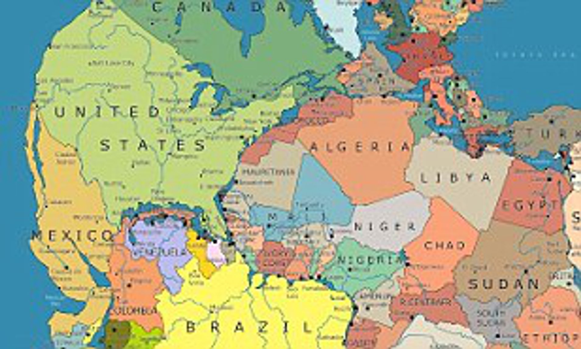 World Map With All Continents Together - United States Map