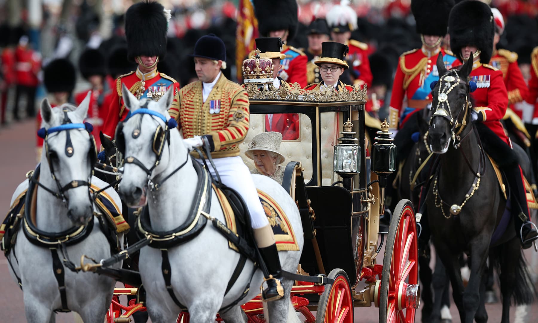 Britain's Queen Elizabeth takes part in the Trooping the Colour parade. — Reuters