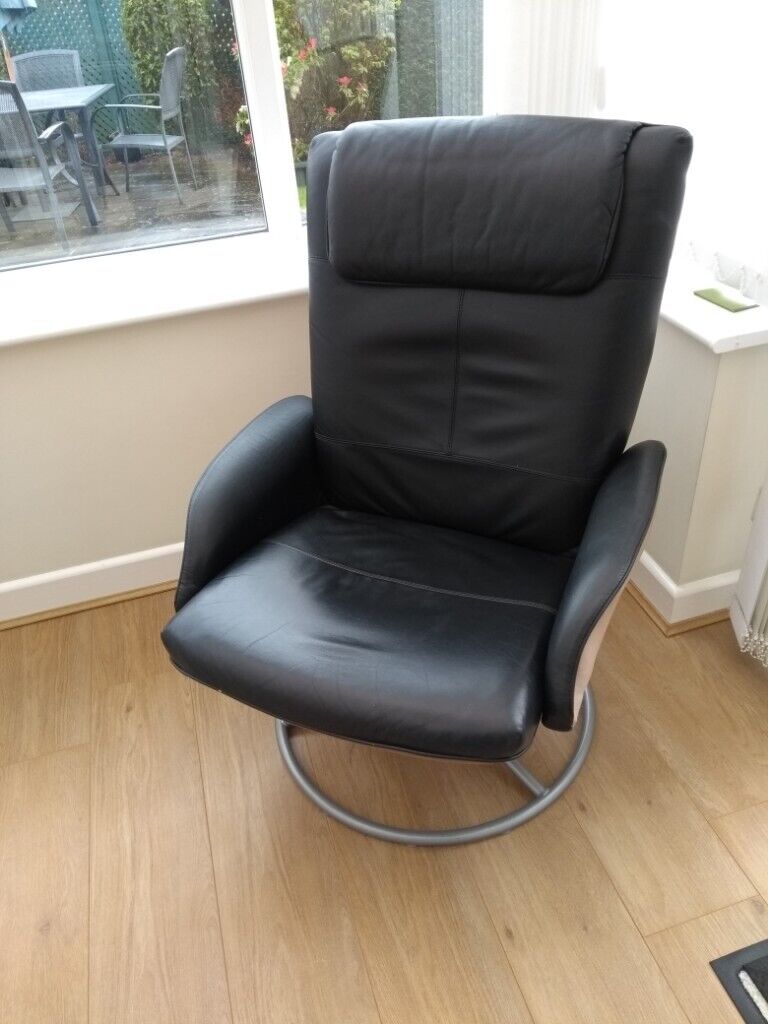 For Sale Black Leather, Ikea Recliner Chair. | in ...