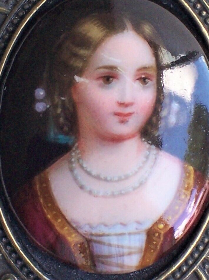 Antique Victorian Hand Painted Porcelain Cameo Pe… - image 4