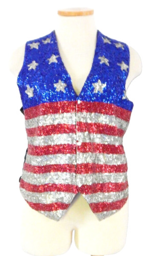 Vintage Fashion Fantasy USA Red White Blue Sequin 