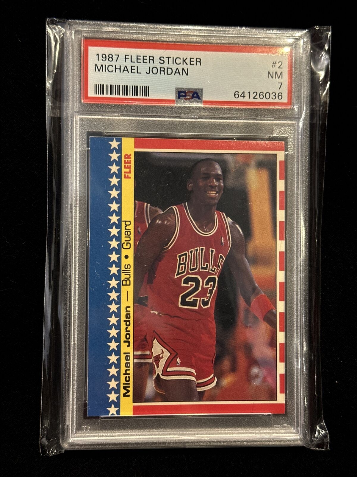 1987 Fleer Sticker Michael Jordan #2 PSA 7 NM 2nd Year Chicago Bulls | eBay