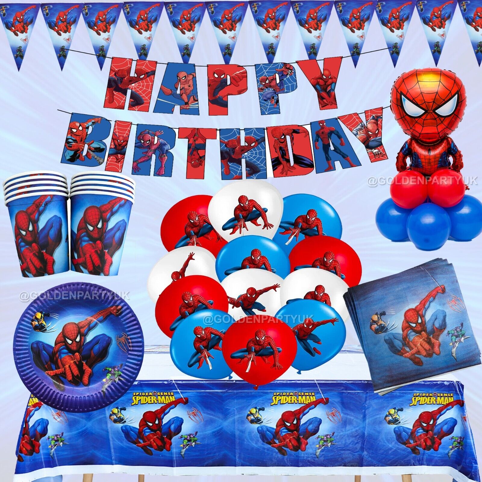 Spider Man Balloons Party Supplies Kids Boys Birthday Banner Tableware ...