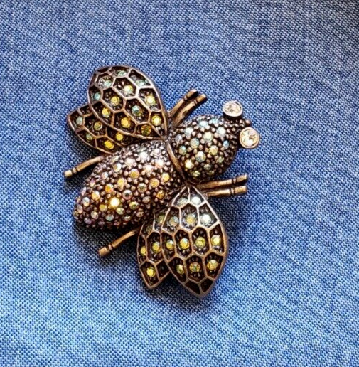 Kirks Folly Signed Beetle/Bumblebee Rhinestone Br… - image 6