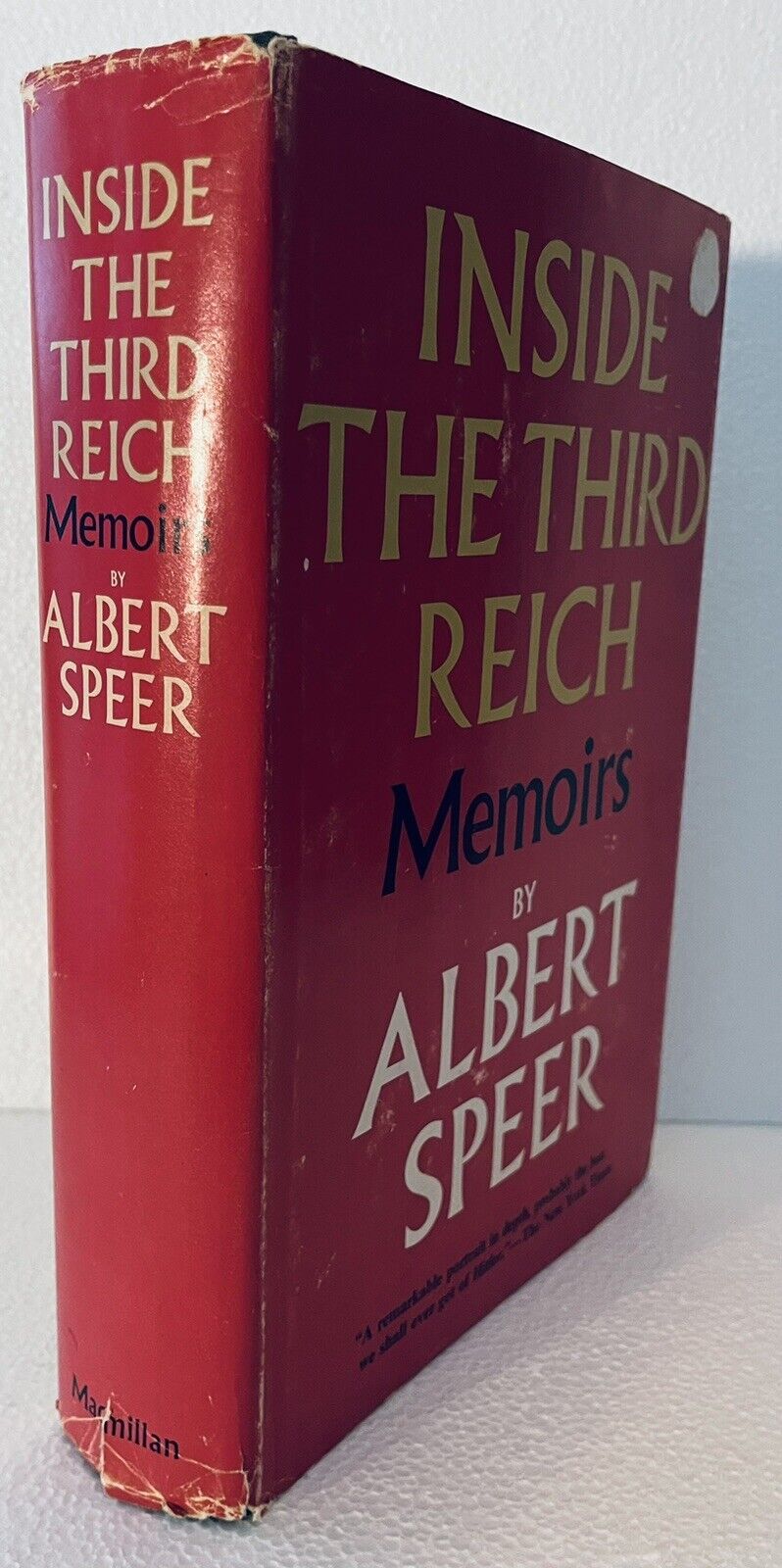 Albert Speer INSIDE THE THIRD REICH Memoirs 1970 Macmillan, NY First ...