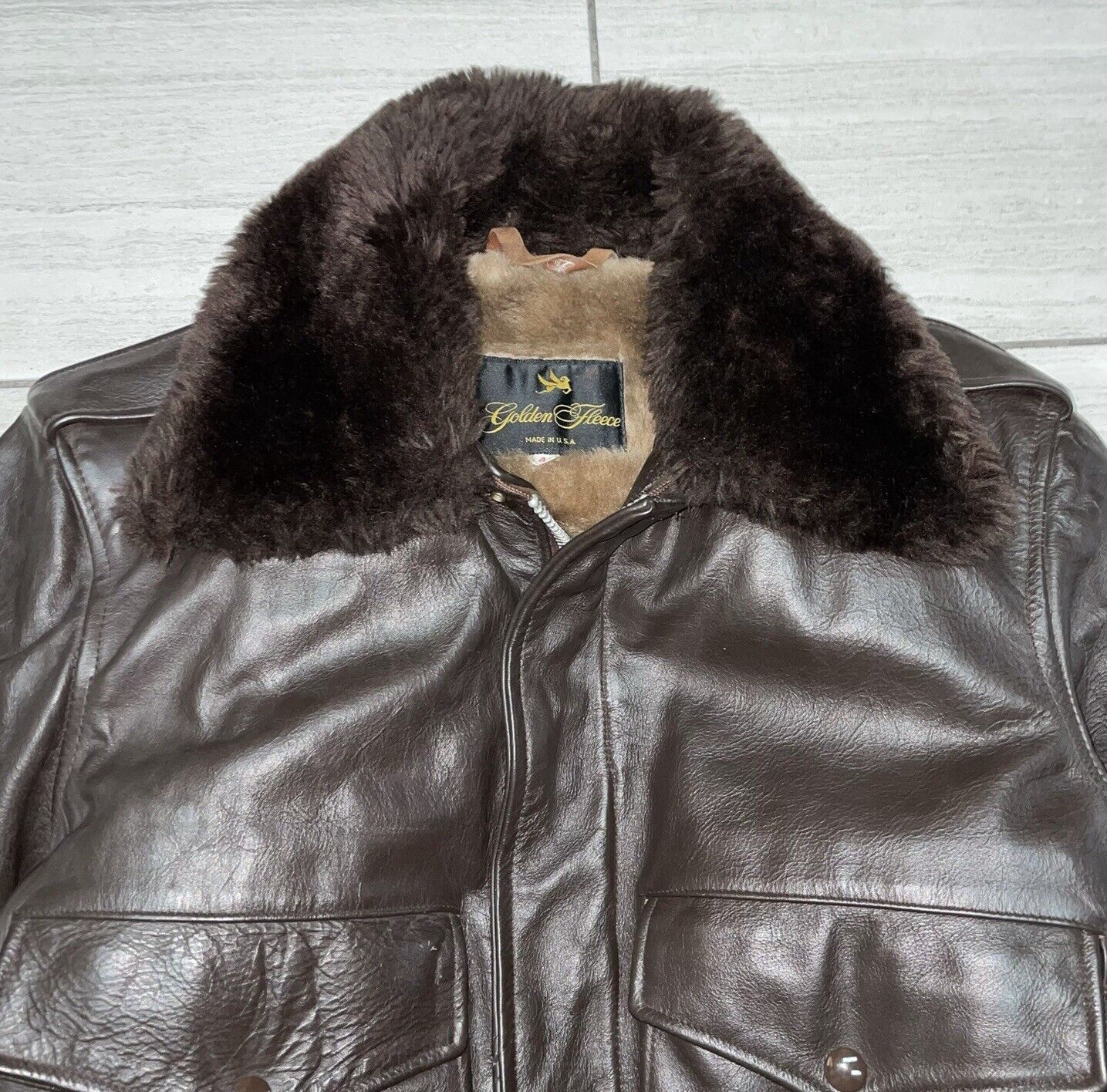 Vintage Golden Fleece A-2 Brown Leather Flight Ja… - image 3