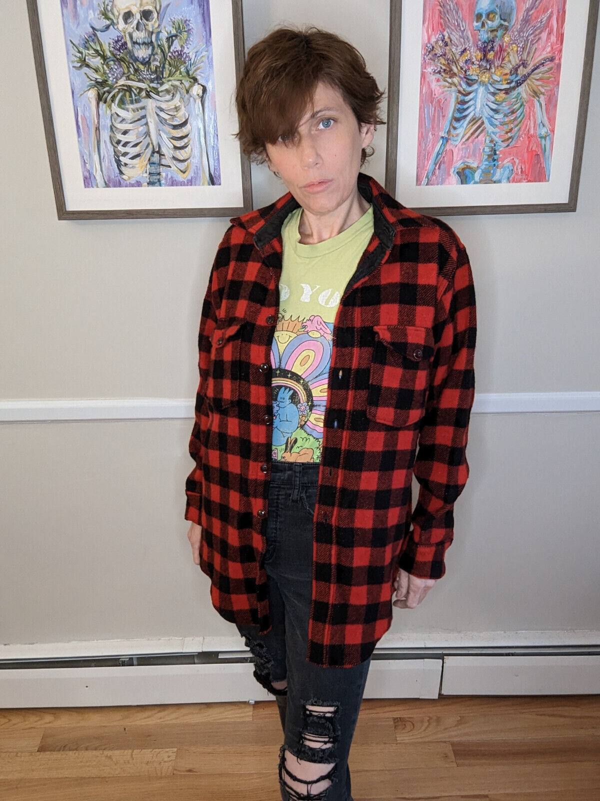 1950s Buffalo Plaid Shirt / Work Shirt / Shacket! - image 5