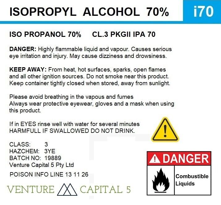 1LT - ISOPROPYL ALCOHOL 70% IPA - RUBBING ALCOHOL - SANITISING FREE ...