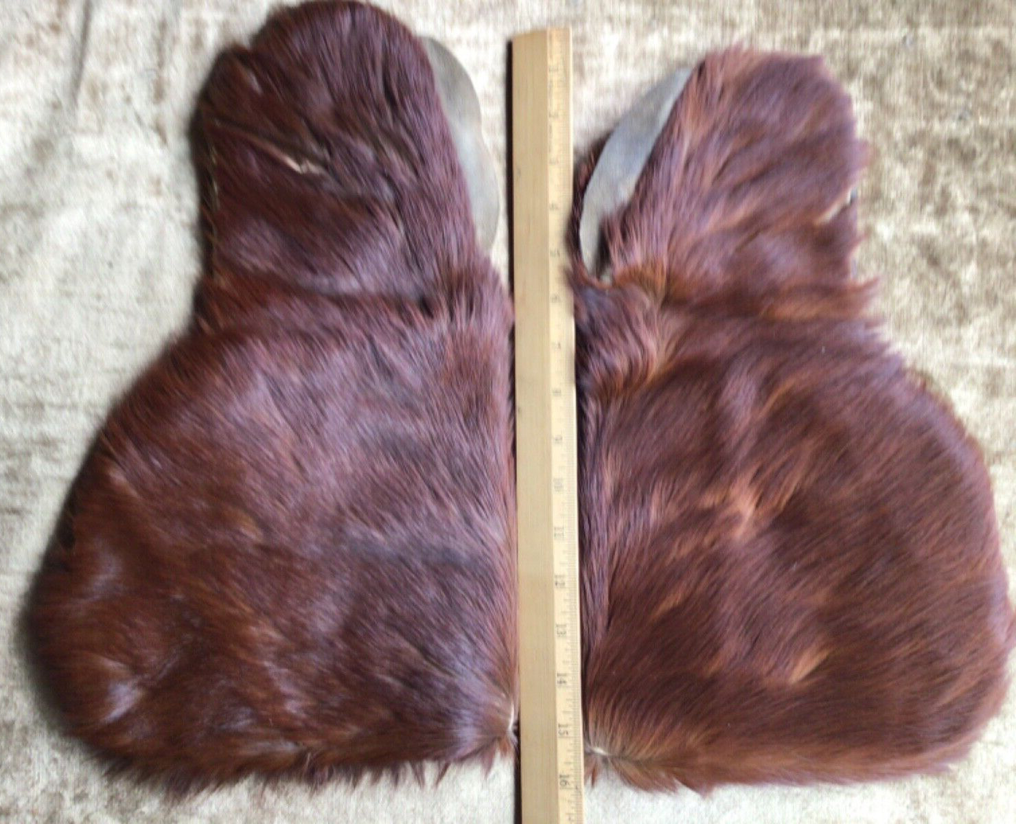 1920 Vintage Horsehair Hide Large Gauntlet Mitten… - image 9