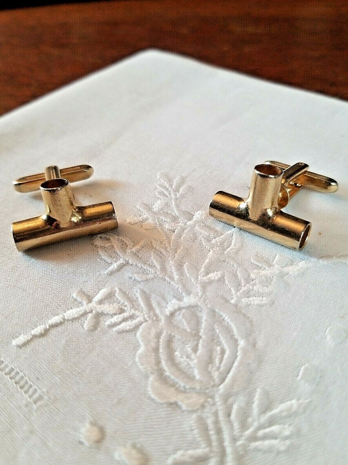 HICKOK Mens Vintage Cufflinks gold tone metal  ~ … - image 2