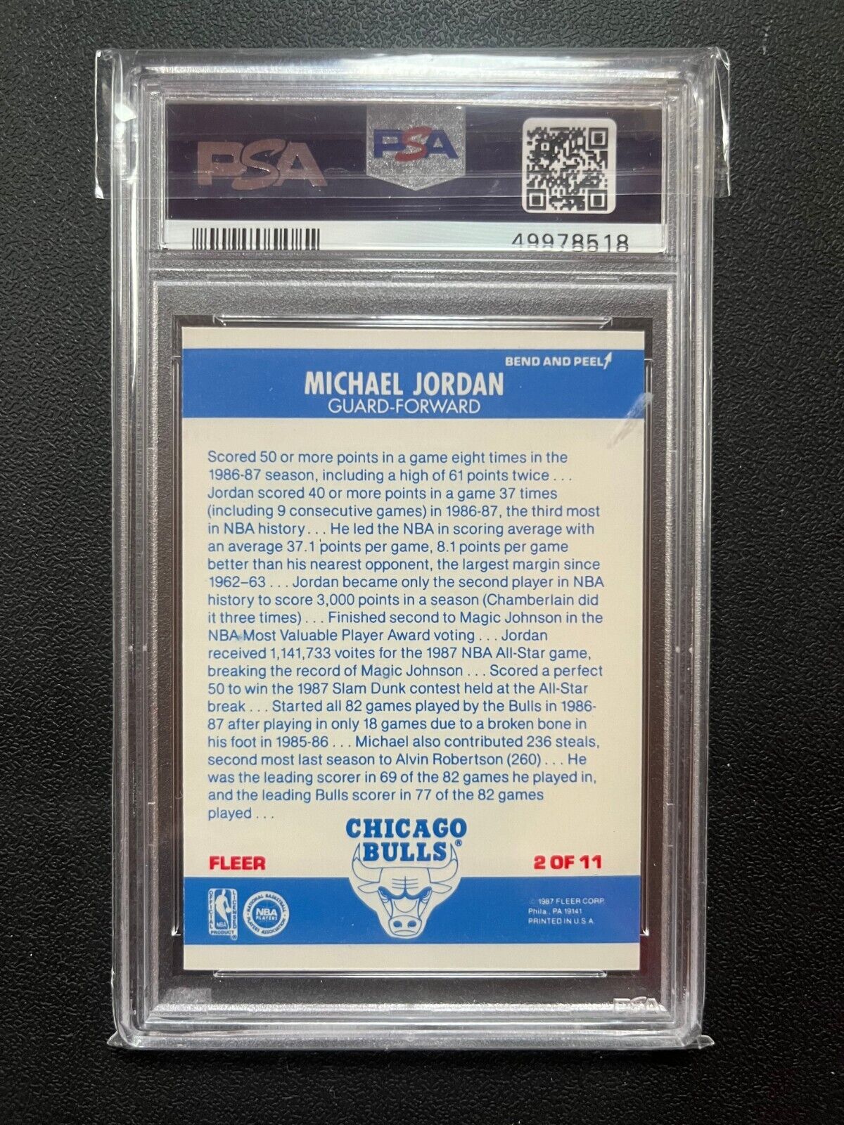 1987 Fleer Sticker Michael Jordan PSA7 | eBay