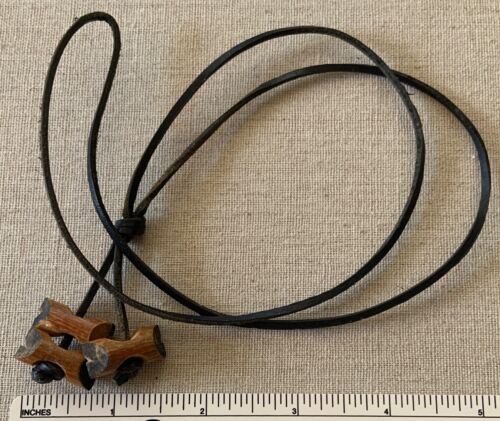 Vintage WOODBADGE 3 BEADS on Leather LANYARD Gilwell Baden Powell Wood ...