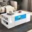 LED Coffee Table Wooden 2 Drawer Storage High Gloss Modern Living Room ...