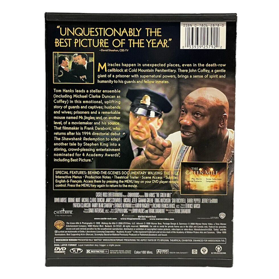 The Green Mile DVD Movie 1999 Tom Hanks Death Row Correction Jail ...