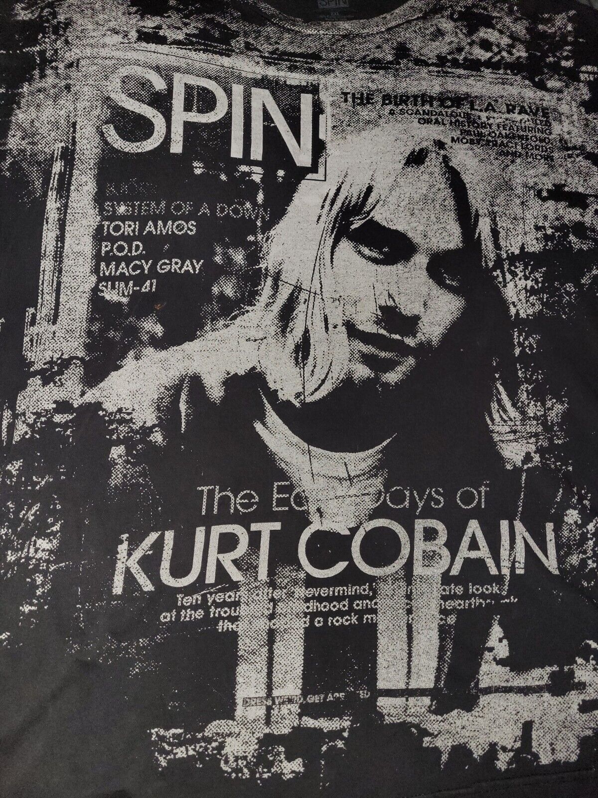 Vintage Kurt Cobain TShirt Sz XXL 1994 SPIN Nirva… - image 1