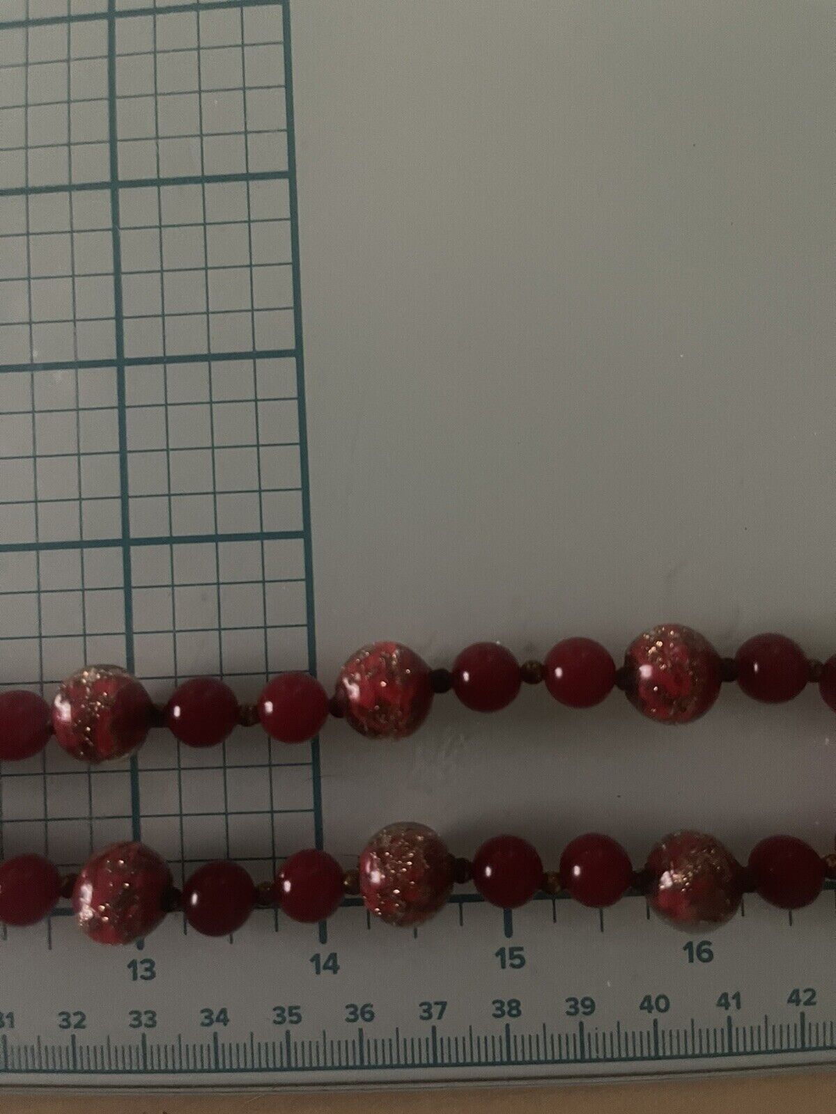 Murano Sommerso Red and Gold Fleck Beaded Necklace - image 6