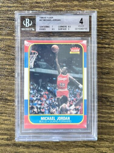 1986 Fleer Michael Jordan Rookie Card RC #57 BGS 4 ***UNDER-GRADED ...