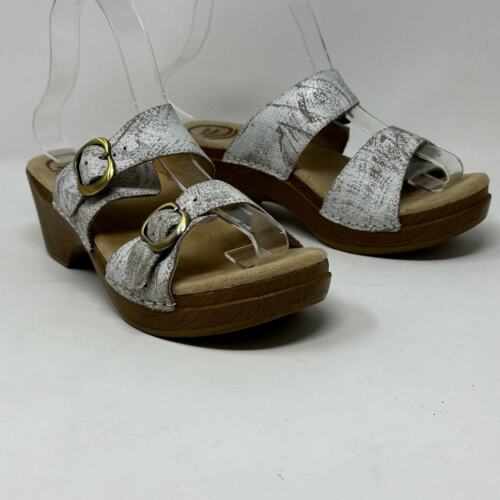 Dansko Sophie White Distressed Leather Sandals