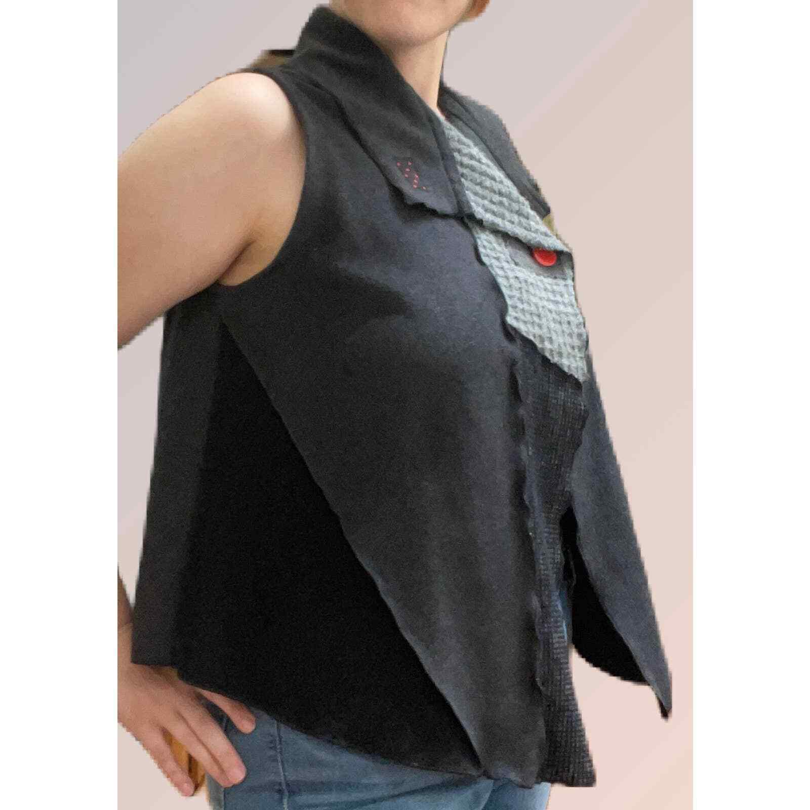 Jane Herzeberg Hand Painted Original Wool Vest XL - image 5