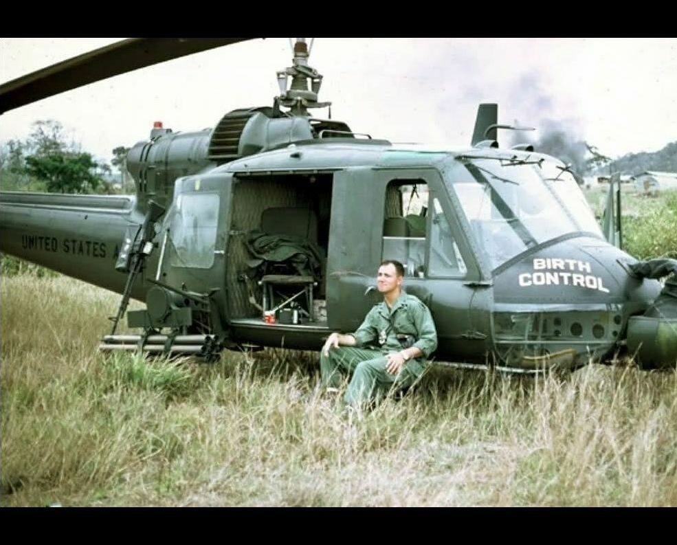 Vietnam War Huey BIRTH CONTROL Gunship Pilot PHOTO US Army Helicopter ...