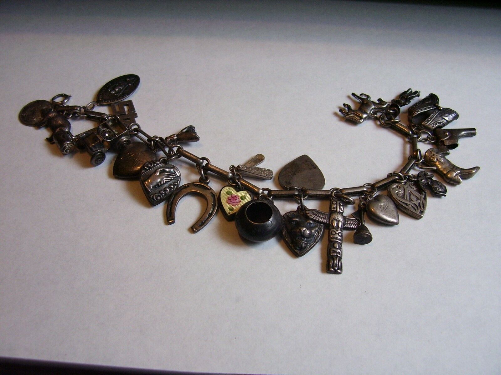 Antique Sterling Unique Charm Bracelet - image 7