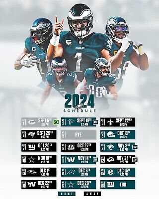 Philadelphia Eagles 2024 Season Schedule NFL 8x10 Photograph Print | eBay