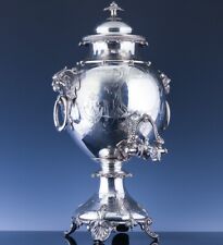 TRULY AMAZING c1860 VICTORIAN SILVER PLATE DEVIL FIGURAL SAMOVAR TEA WINE URN