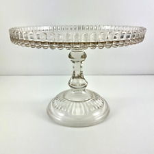 Antique EAPG Stippled Forget Me Not Pattern Glass Round Cake Stand