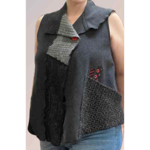 Jane Herzeberg Hand Painted Original Wool Vest XL - image 1